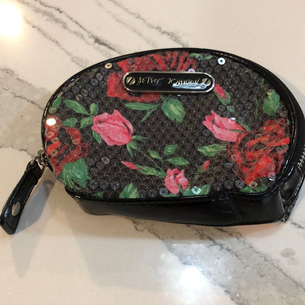 Betsey Johnson Sequined Coin Purse or Small Cosmetic Bag.